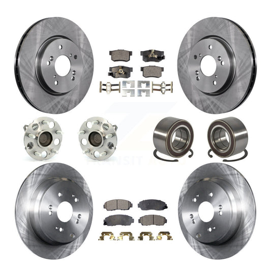 Hub Bearing Brake Rotor & Pad Front Rear Kit (10Pc) For 2007-2011 Honda CR-V FWD