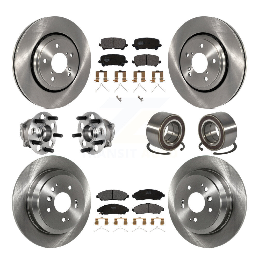 Hub Bearing Brake Rotor Pads Front Rear Kit (10Pc) For 2016-2022 Honda Pilot AWD