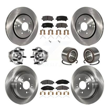 Hub Bearing Brake Rotor Pads Front Rear Kit (10Pc) For 2016-2022 Honda Pilot AWD