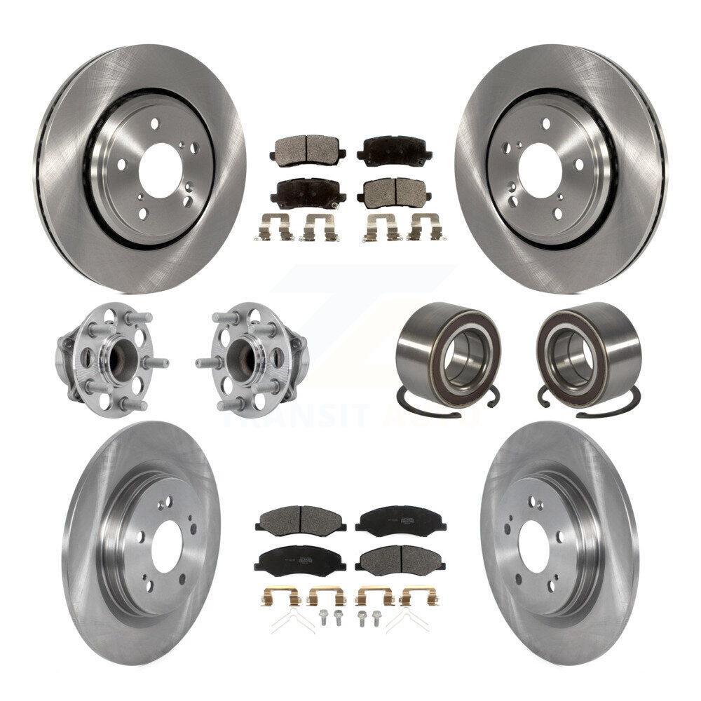 Hub Bearing Brake Rotor & Pads Front Rear Kit (10Pc) For 2018-2023 Honda Odyssey