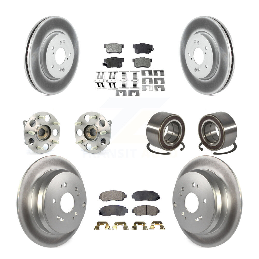 Hub Bearing Coated Disc Brake Rotor And Pads Front Rear Kit (10Pc) For Acura RDX