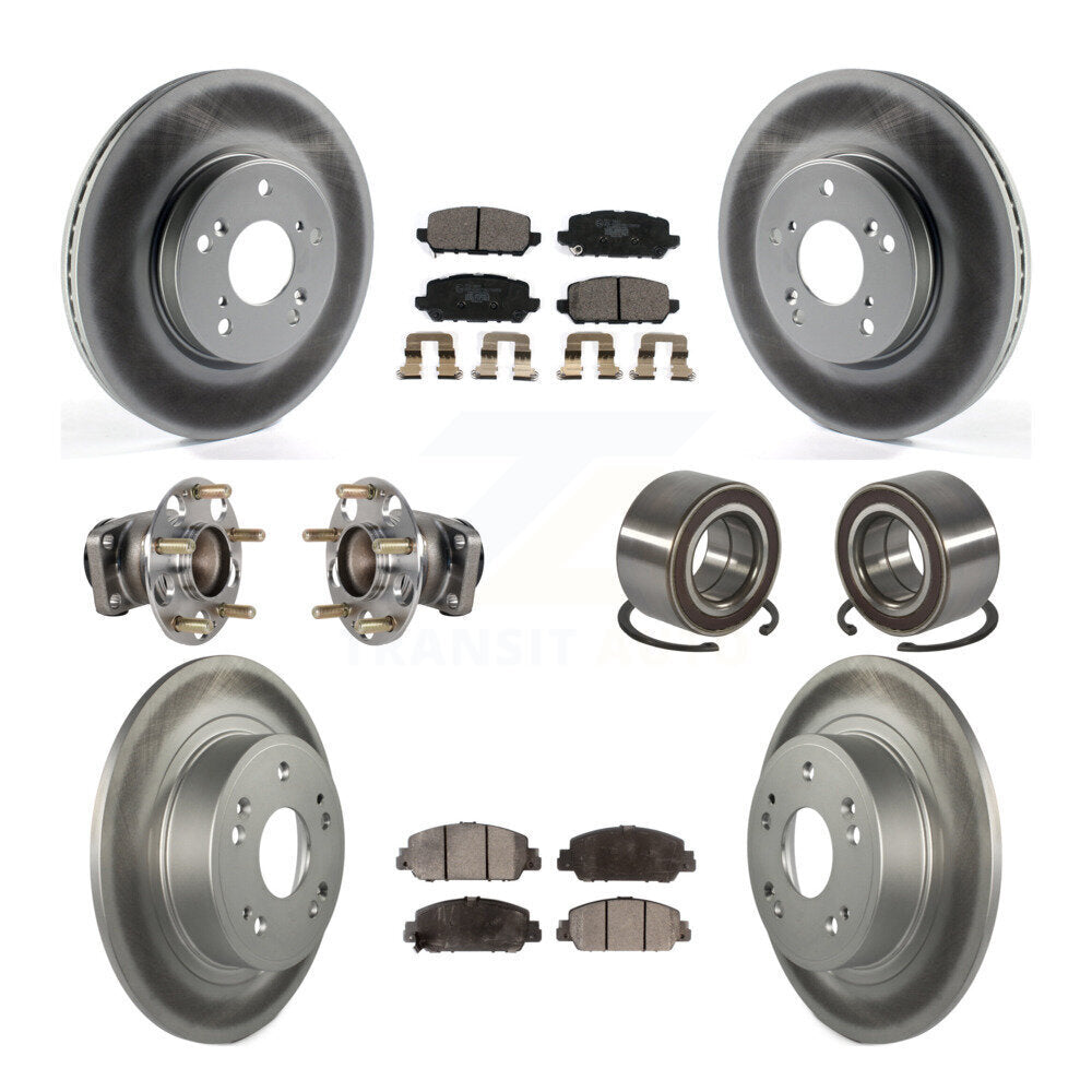 Hub Bearing Coat Brake Rotor Pads Front Rear Kit (10Pc) For 16-22 Honda HR-V FWD