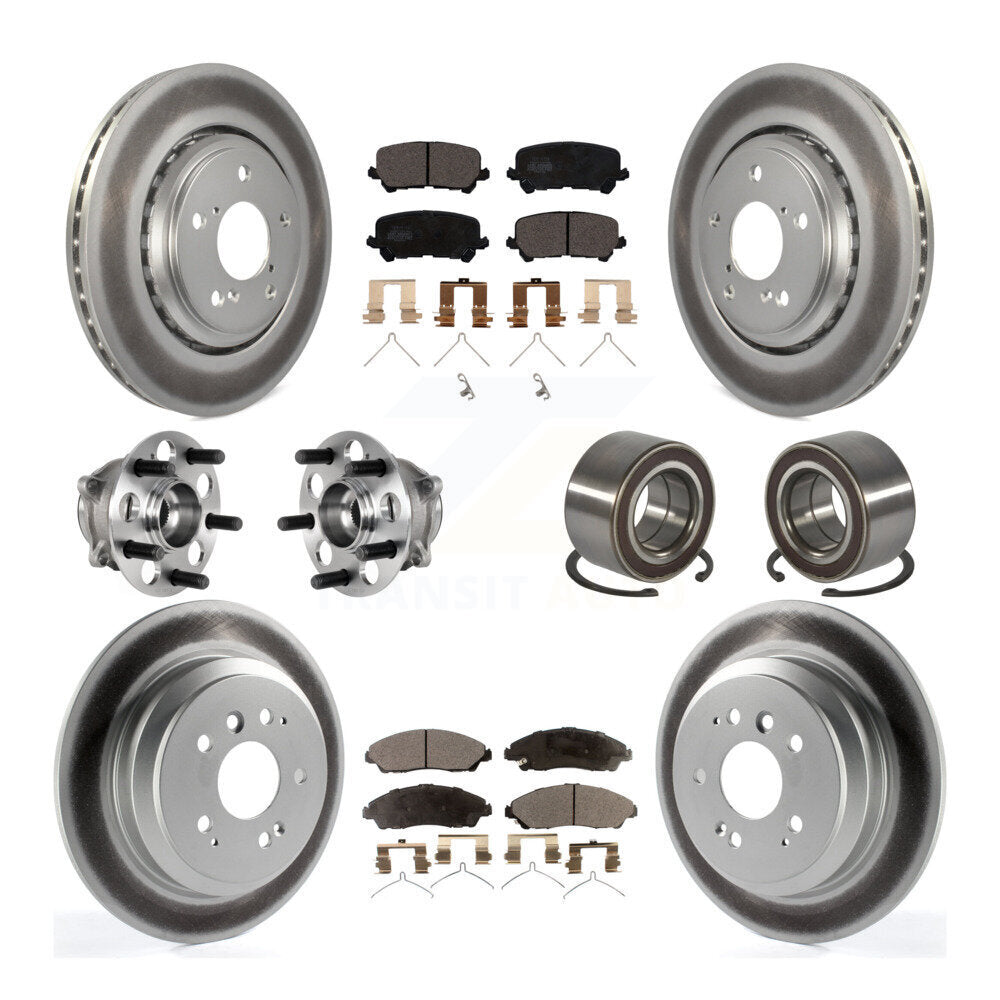 Hub Bearing Coat Brake Rotor Pad Front Rear Kit (10Pc) For 16-22 Honda Pilot AWD