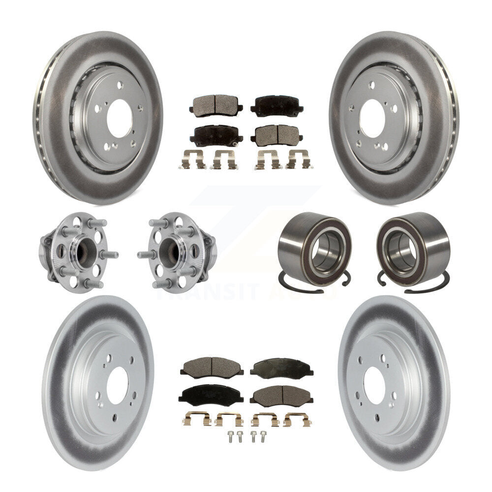 Hub Bearing Coated Brake Rotor Pad Front Rear Kit (10Pc) For 18-23 Honda Odyssey