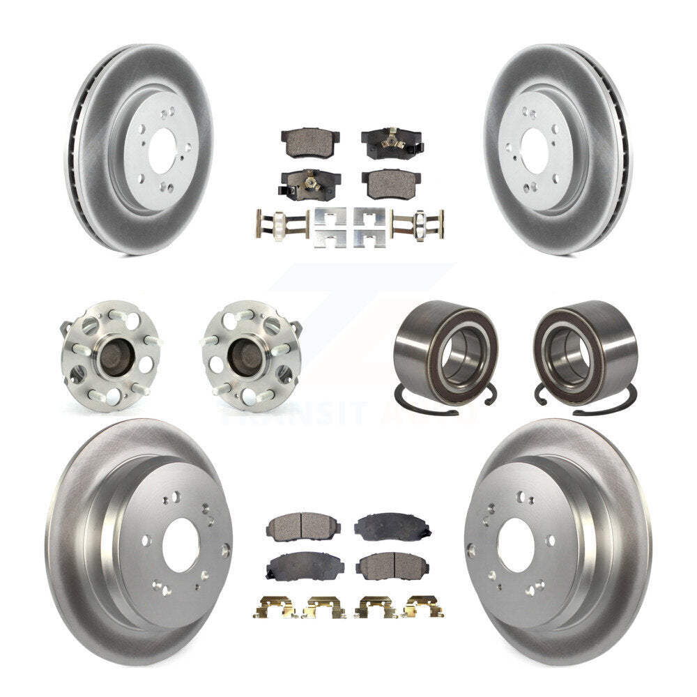Hub Bearing Coat Brake Rotor Pads Front Rear Kit (10Pc) For 07-11 Honda CR-V FWD