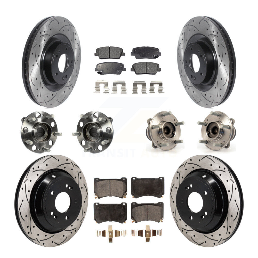 Hub Bearing Coated Brake Rotor Pads Front Rear Kit (10Pc) For 2011 Hyundai Equus