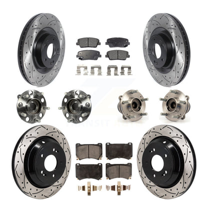 Hub Bearing Coated Brake Rotor Pads Front Rear Kit (10Pc) For 2011 Hyundai Equus