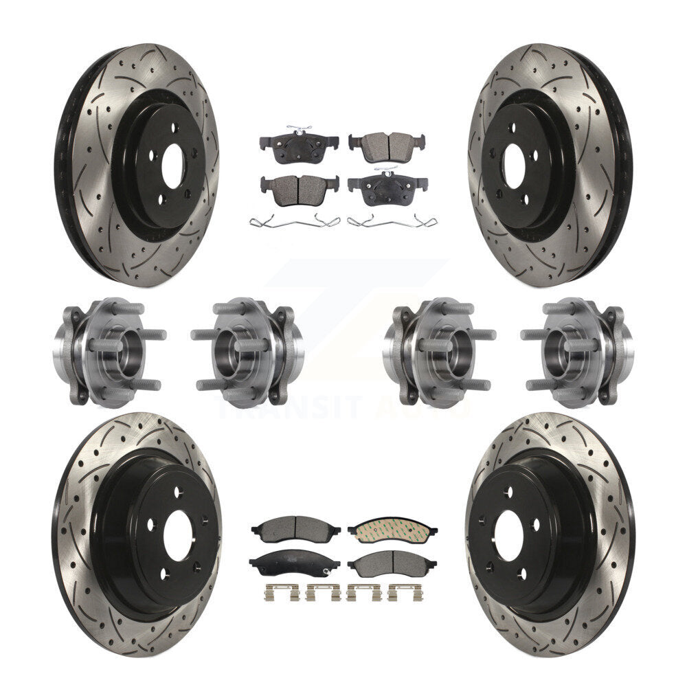 Hub Bearing Coat Brake Rotor Pads Front Rear Kit (10Pc) For Lincoln Nautilus AWD