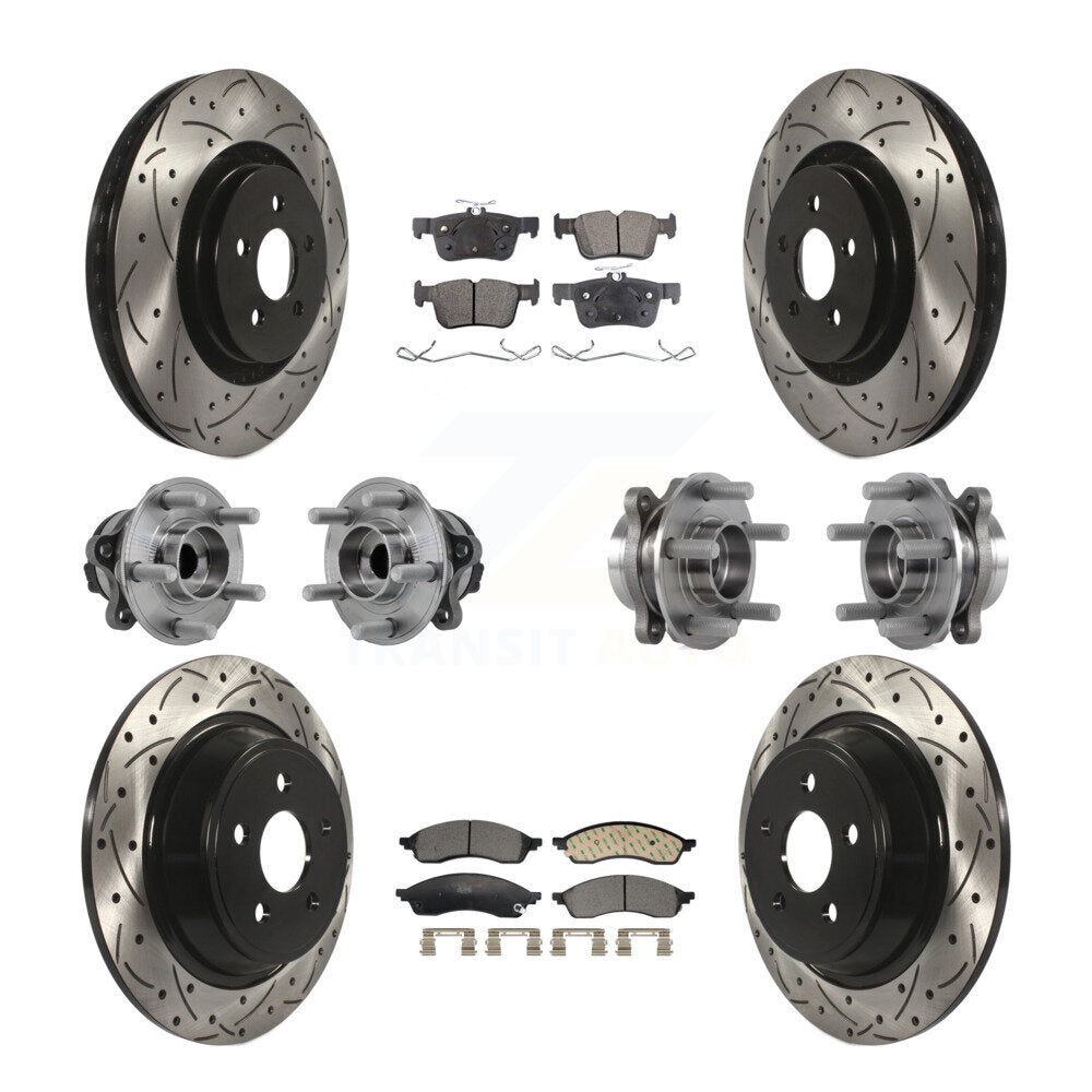 Hub Bearing Coat Brake Rotor Pads Front Rear Kit (10Pc) For Lincoln Nautilus FWD