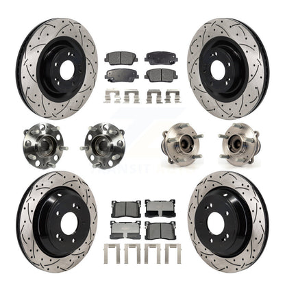 Hub Bearing Coated Brake Rotor Pad Front Rear Kit (10Pc) For 12-16 Hyundai Equus