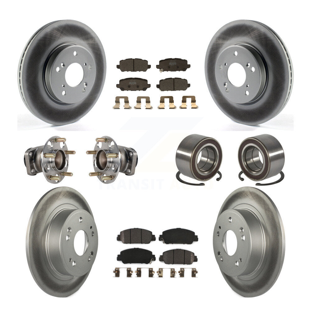Hub Bearing Coat Brake Rotor Pads Front Rear Kit (10Pc) For 16-22 Honda HR-V FWD