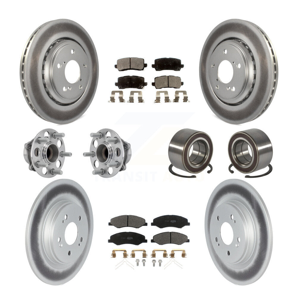 Hub Bearing Coated Brake Rotor Pad Front Rear Kit (10Pc) For 18-23 Honda Odyssey