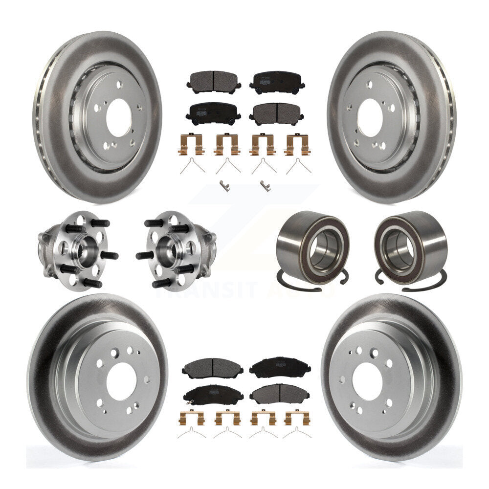 Hub Bearing Coat Brake Rotor Pad Front Rear Kit (10Pc) For 16-22 Honda Pilot AWD