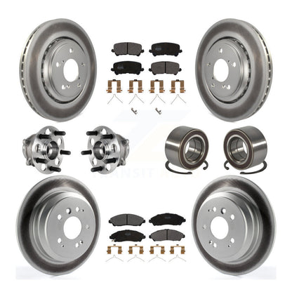 Hub Bearing Coat Brake Rotor Pad Front Rear Kit (10Pc) For 16-22 Honda Pilot AWD