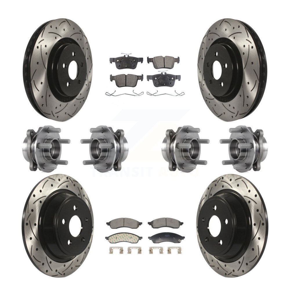 Hub Bearing Coat Brake Rotor Pads Front Rear Kit (10Pc) For Lincoln Nautilus AWD