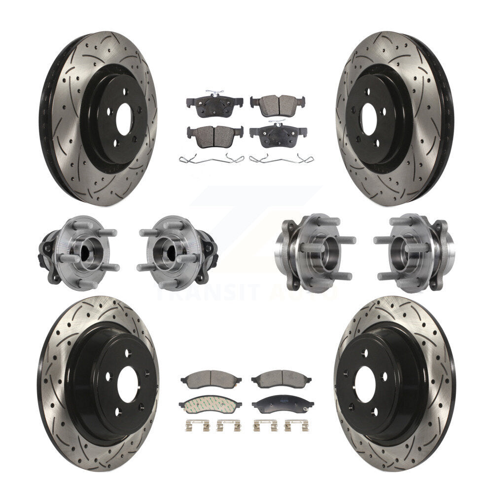 Hub Bearing Coat Brake Rotor Pads Front Rear Kit (10Pc) For Lincoln Nautilus FWD