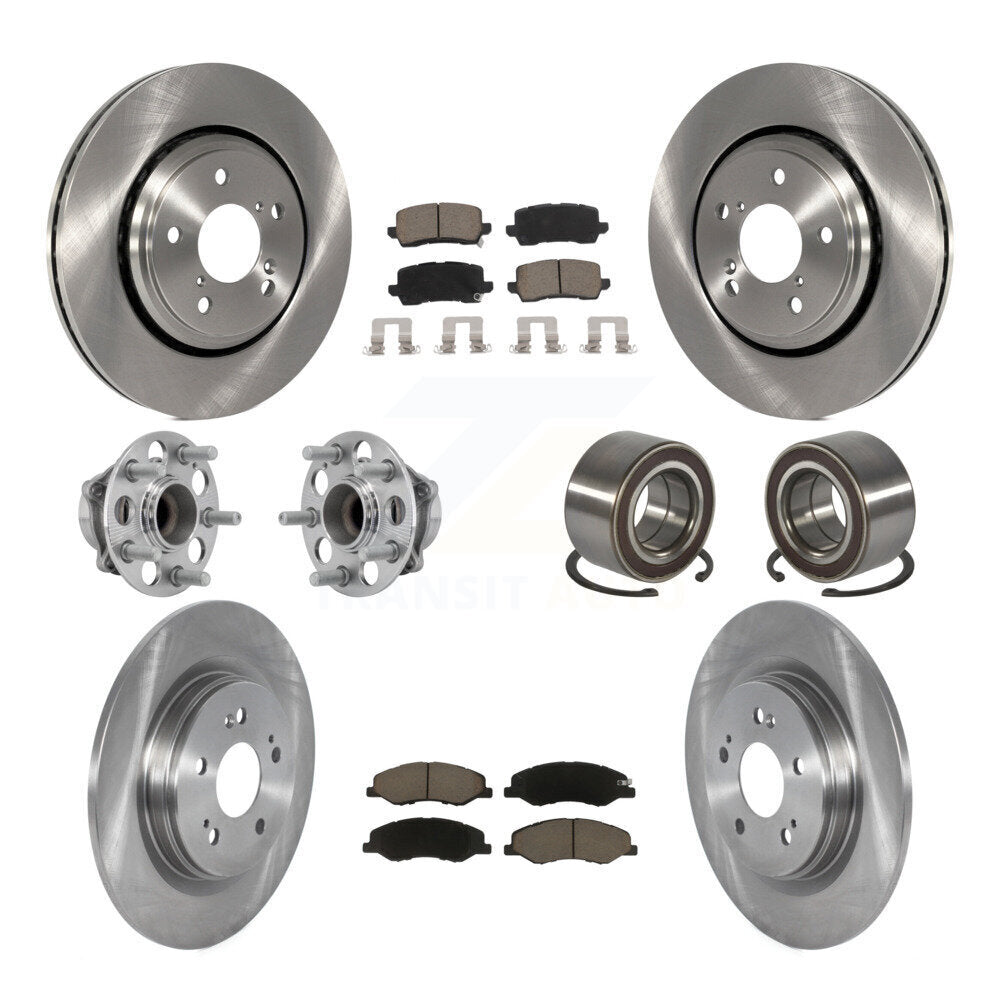 Hub Bearing Brake Rotor & Pads Front Rear Kit (10Pc) For 2018-2023 Honda Odyssey
