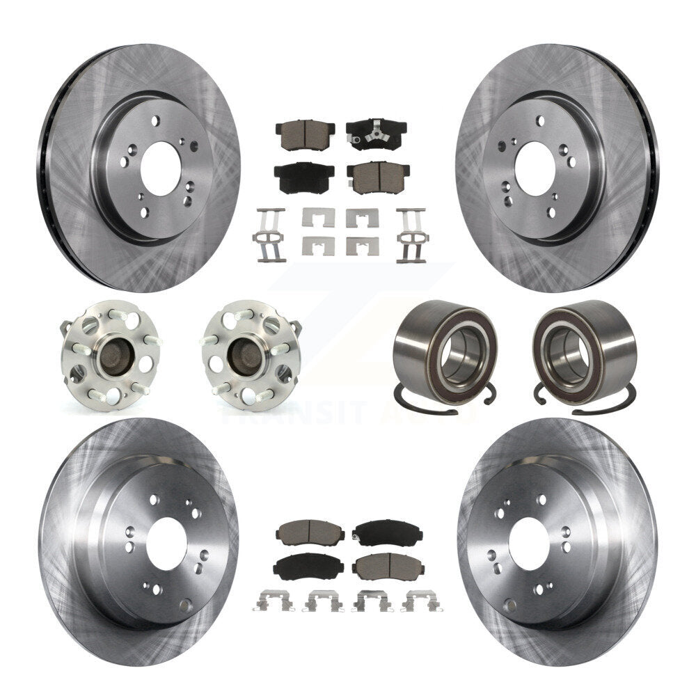 Hub Bearing Brake Rotor & Pad Front Rear Kit (10Pc) For 2007-2011 Honda CR-V FWD