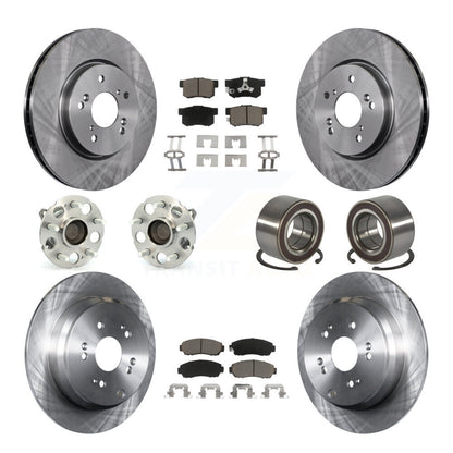 Hub Bearing Brake Rotor & Pad Front Rear Kit (10Pc) For 2007-2011 Honda CR-V FWD