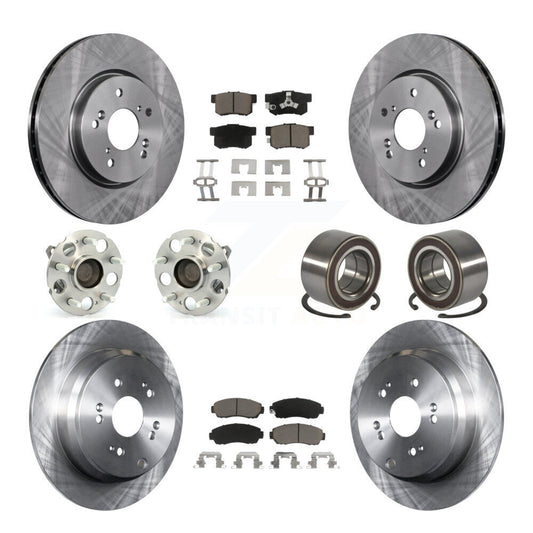 Hub Bearing Brake Rotor & Pad Front Rear Kit (10Pc) For 2007-2011 Honda CR-V FWD