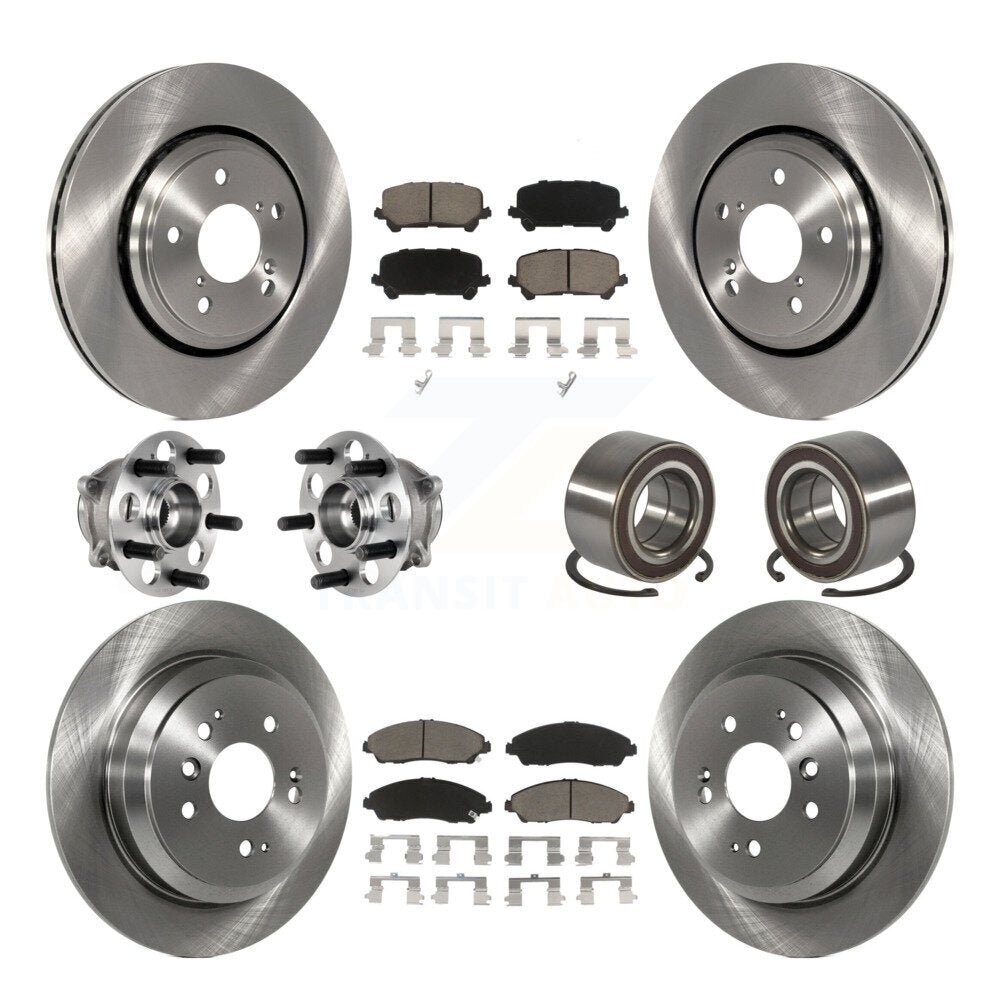 Hub Bearing Brake Rotor Pads Front Rear Kit (10Pc) For 2016-2022 Honda Pilot AWD