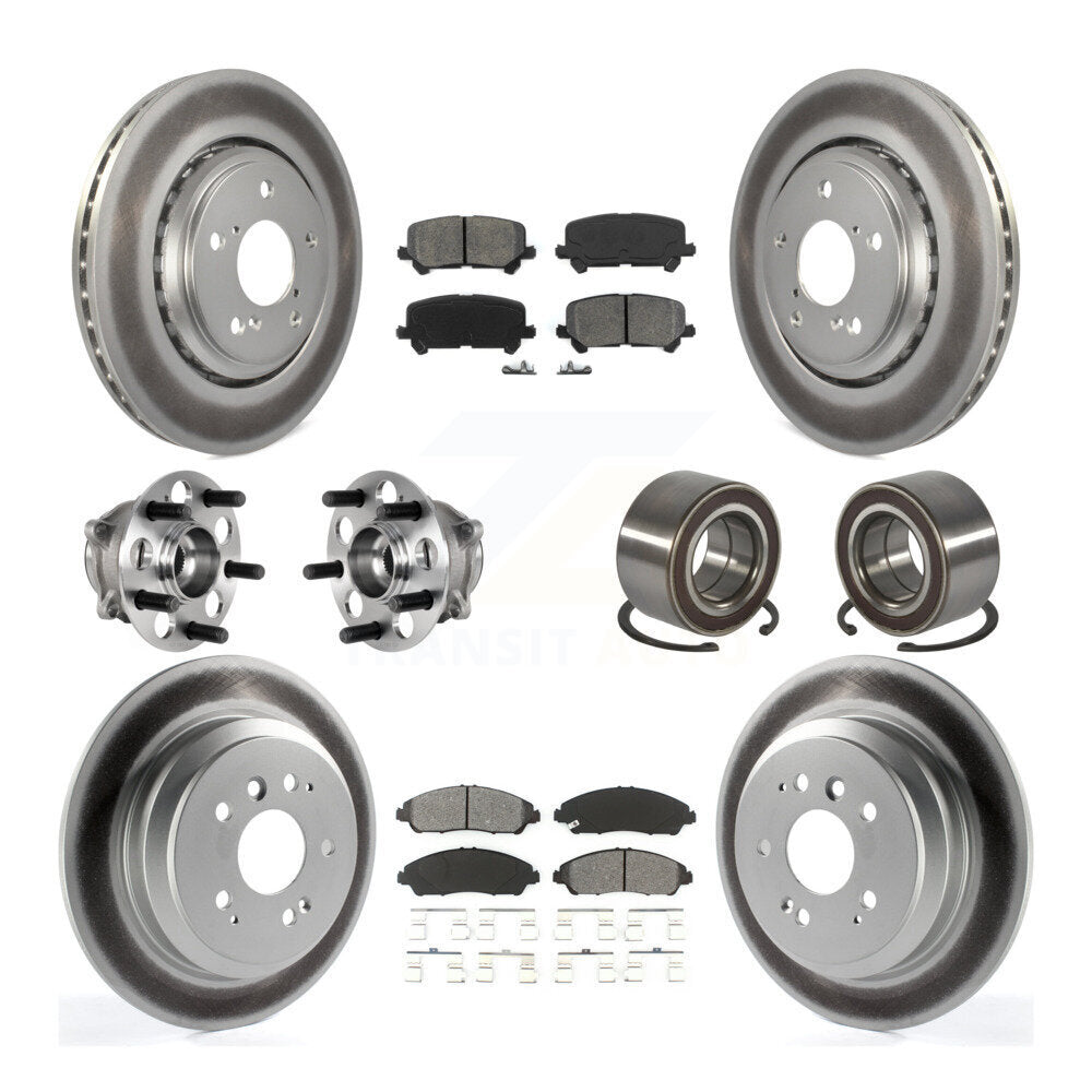 Hub Bearing Coat Brake Rotor Pad Front Rear Kit (10Pc) For 16-22 Honda Pilot AWD