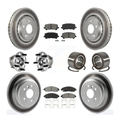 Hub Bearing Coat Brake Rotor Pad Front Rear Kit (10Pc) For 16-22 Honda Pilot AWD