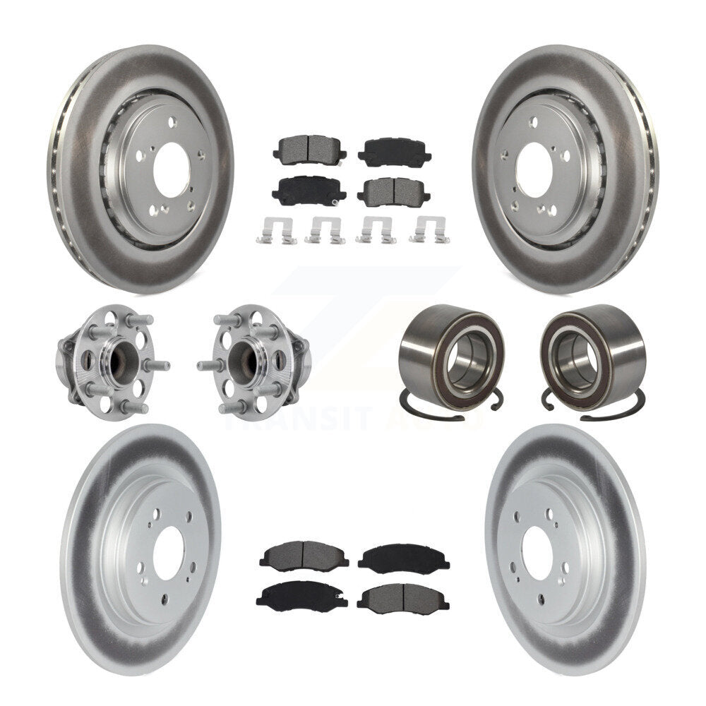 Hub Bearing Coated Brake Rotor Pad Front Rear Kit (10Pc) For 18-23 Honda Odyssey