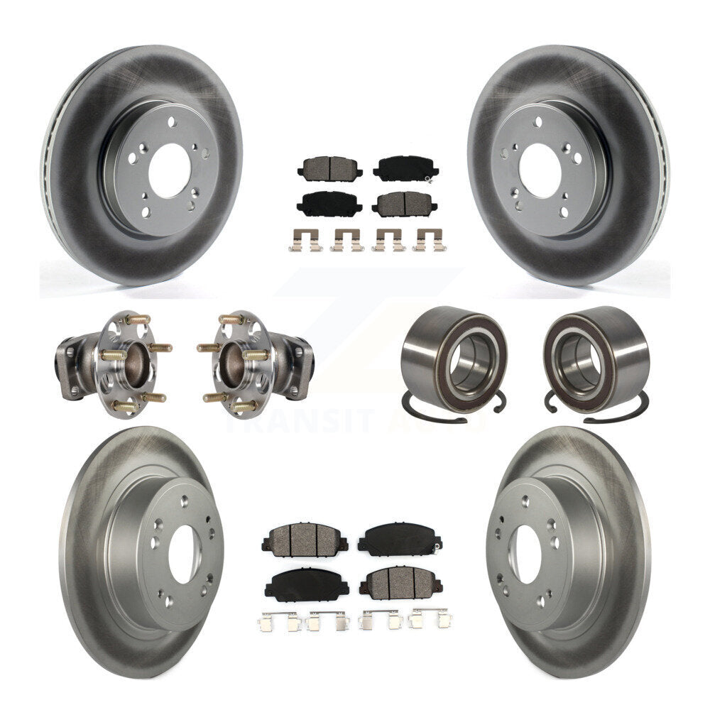 Hub Bearing Coat Brake Rotor Pads Front Rear Kit (10Pc) For 16-22 Honda HR-V FWD