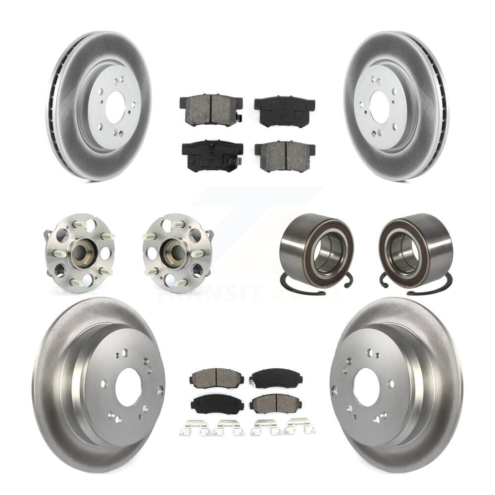 Hub Bearing Coated Disc Brake Rotor And Pads Front Rear Kit (10Pc) For Acura RDX
