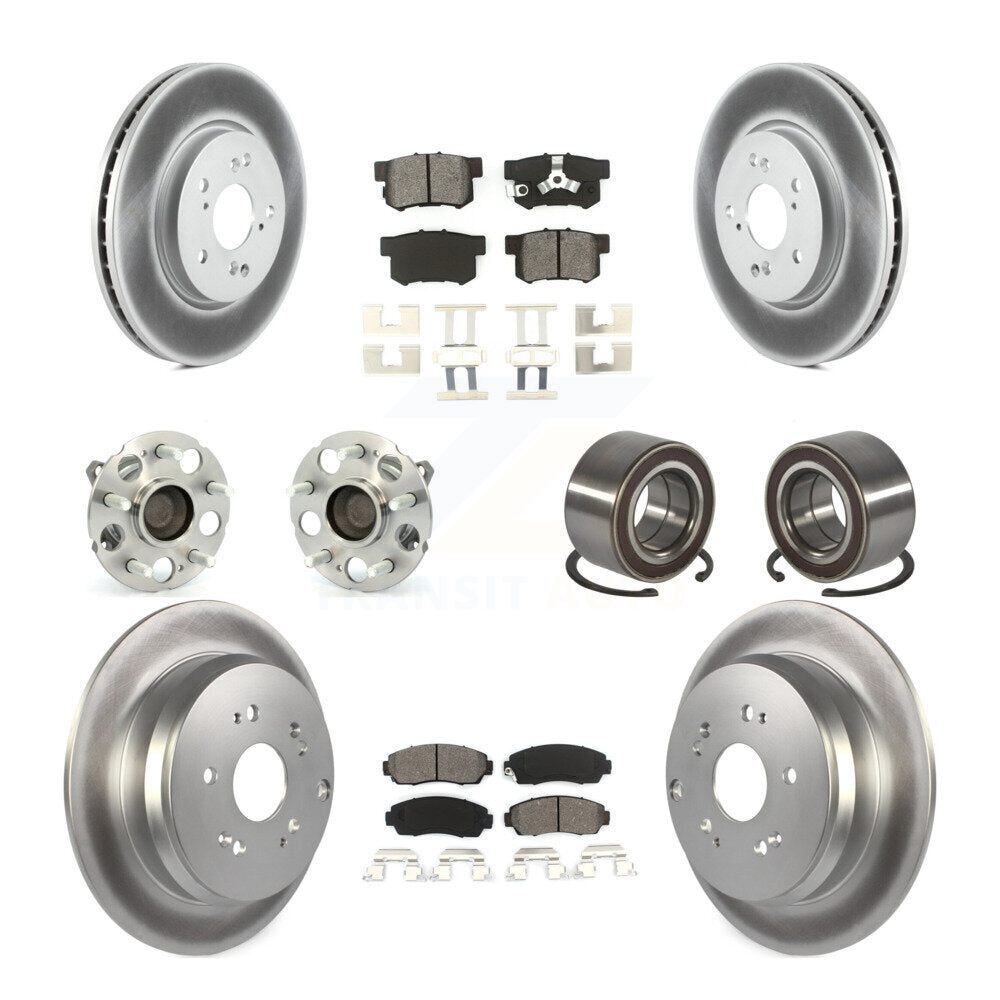 Hub Bearing Coat Brake Rotor Pads Front Rear Kit (10Pc) For 07-11 Honda CR-V FWD