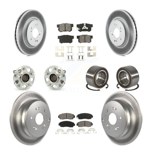 Hub Bearing Coat Brake Rotor Pads Front Rear Kit (10Pc) For 07-11 Honda CR-V FWD