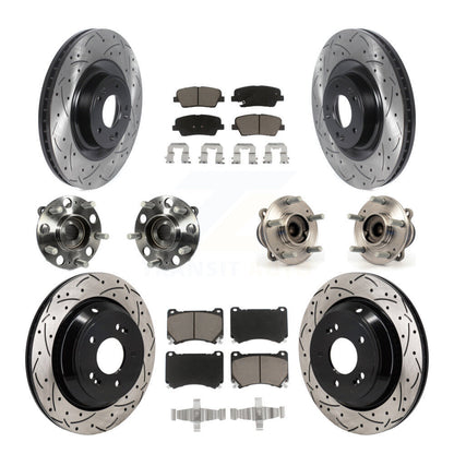 Hub Bearing Coated Brake Rotor Pads Front Rear Kit (10Pc) For 2011 Hyundai Equus