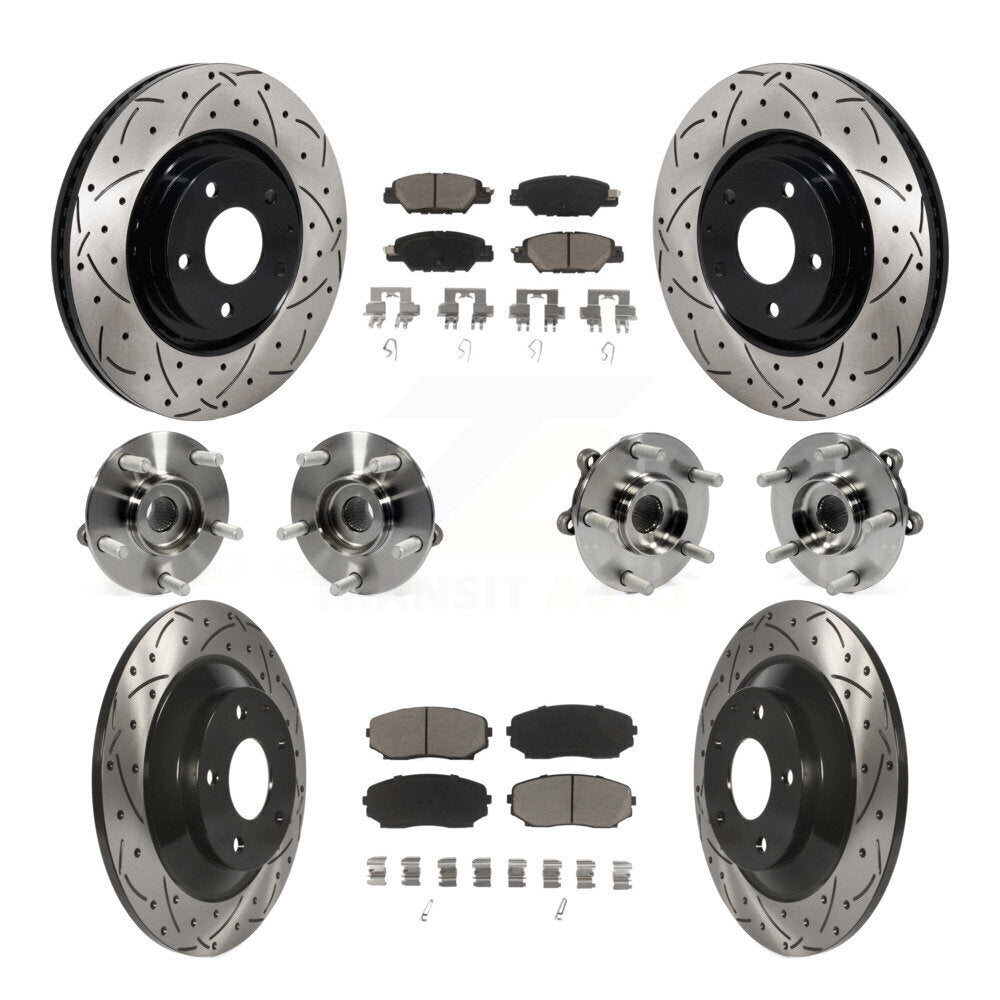 Hub Bearing Coated Disc Brake Rotor And Pad Front Rear Kit (10Pc) For Mazda CX-5
