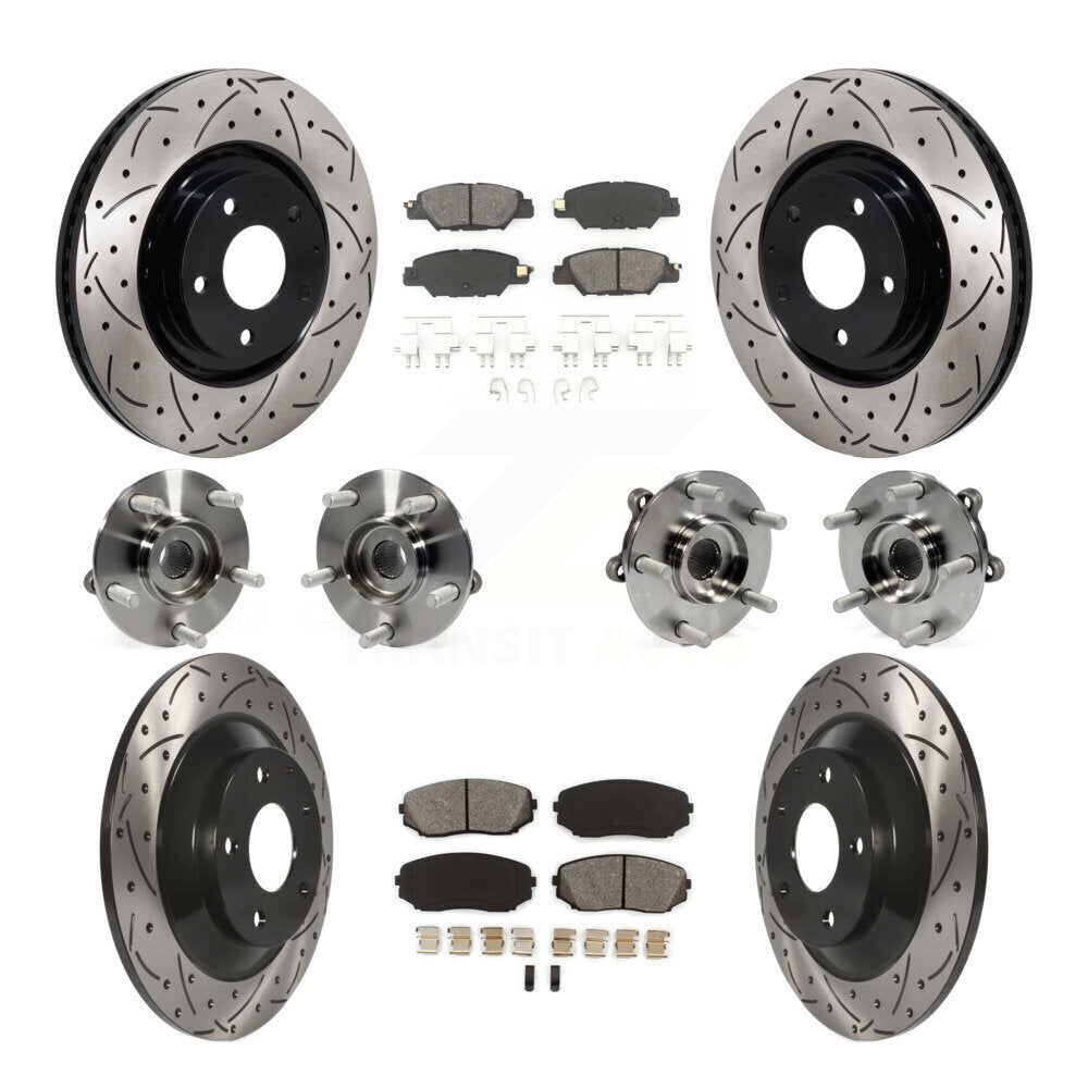 Hub Bearing Coated Disc Brake Rotor And Pad Front Rear Kit (10Pc) For Mazda CX-5