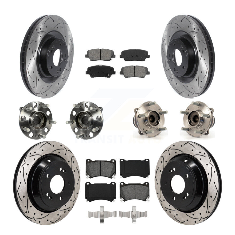 Hub Bearing Coated Brake Rotor Pads Front Rear Kit (10Pc) For 2011 Hyundai Equus