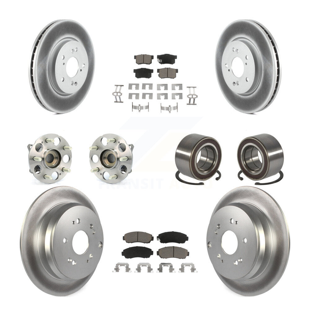 Hub Bearing Coated Disc Brake Rotor And Pads Front Rear Kit (10Pc) For Acura RDX