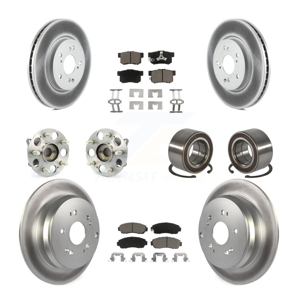 Hub Bearing Coat Brake Rotor Pads Front Rear Kit (10Pc) For Honda CR-V Acura RDX
