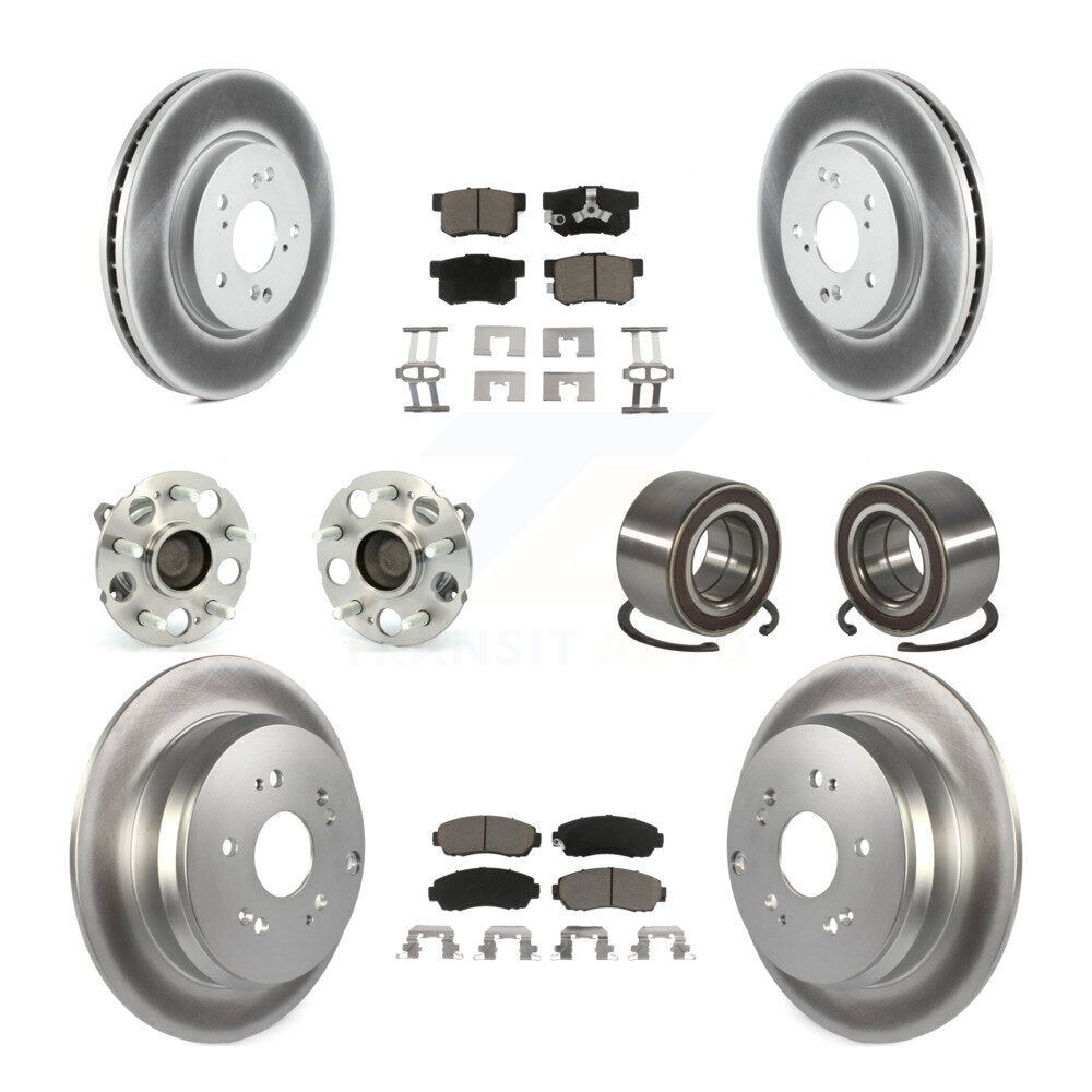 Hub Bearing Coat Brake Rotor Pads Front Rear Kit (10Pc) For 07-11 Honda CR-V FWD