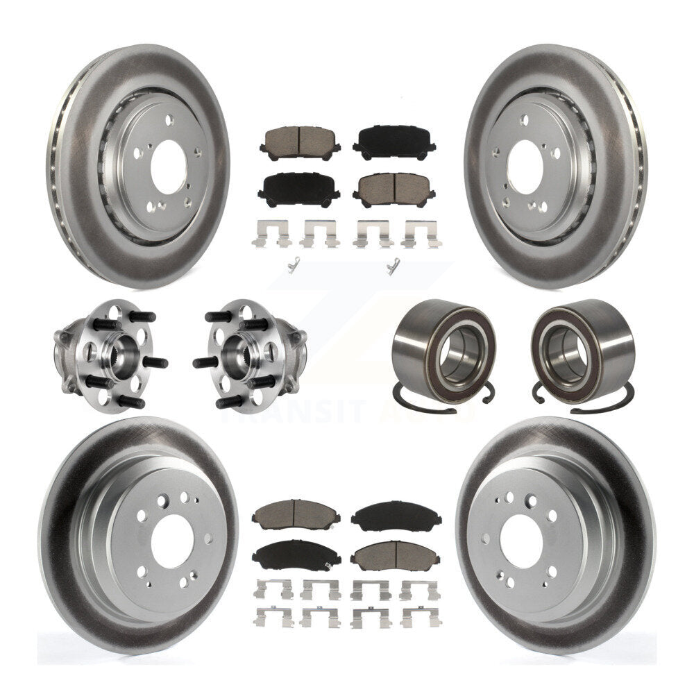 Hub Bearing Coat Brake Rotor Pad Front Rear Kit (10Pc) For 16-22 Honda Pilot AWD