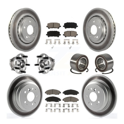 Hub Bearing Coat Brake Rotor Pad Front Rear Kit (10Pc) For 16-22 Honda Pilot AWD