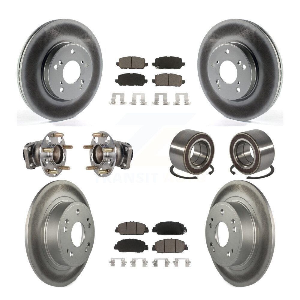 Hub Bearing Coat Brake Rotor Pads Front Rear Kit (10Pc) For 16-22 Honda HR-V FWD