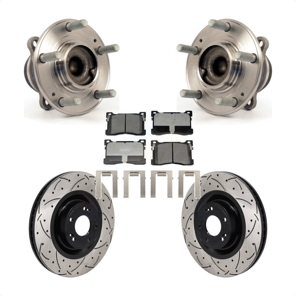 Hub Bearing Drilled Slot Brake Rotor & Pad Front Kit For 2012-2016 Hyundai Equus