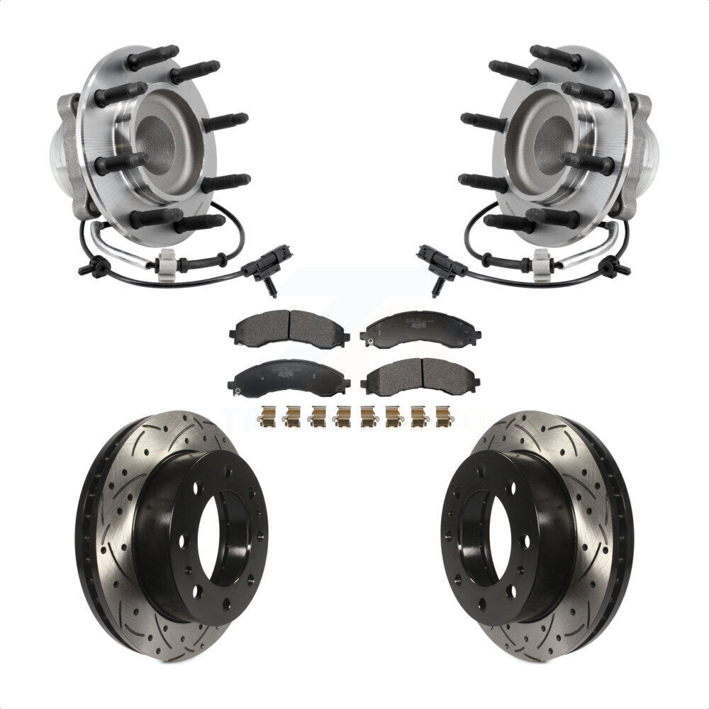 Hub Bearing Drilled Slot Brake Rotor Pad Front Kit For GMC Savana 2500 Chevrolet