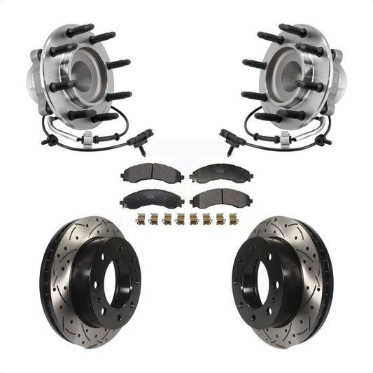Hub Bearing Drilled Slot Brake Rotor Pad Front Kit For GMC Savana 2500 Chevrolet