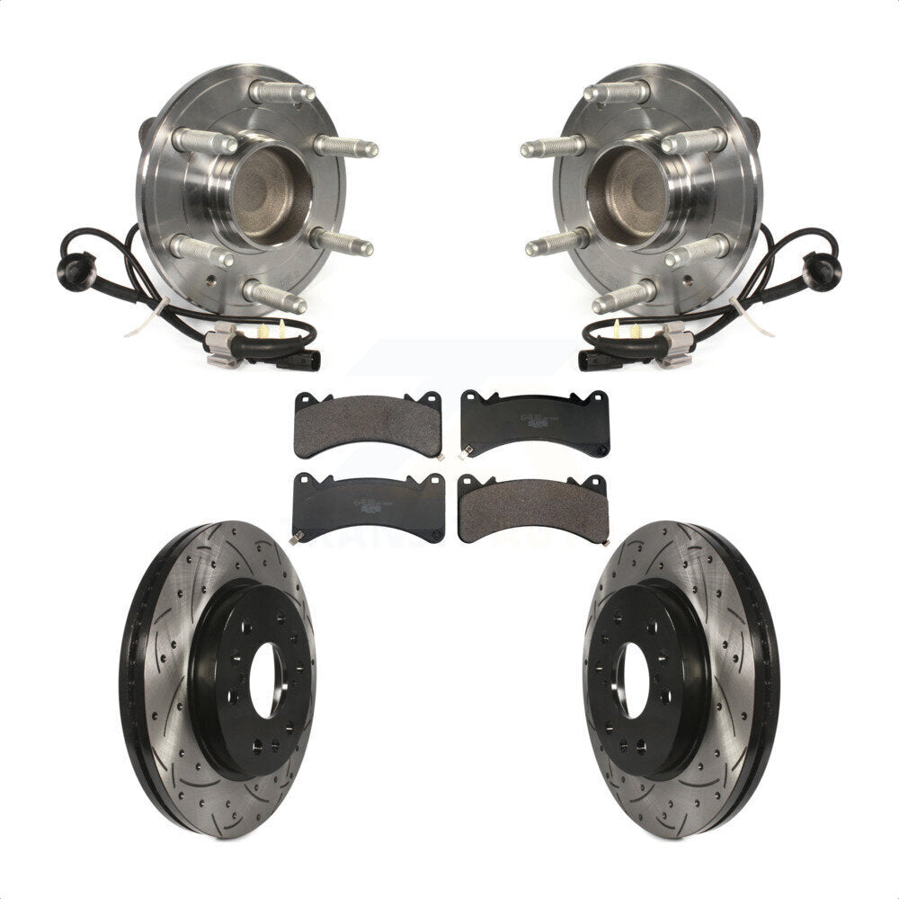 Hub Bearing Drilled Slot Brake Rotor Pad Front Kit For GMC Sierra 1500 Chevrolet
