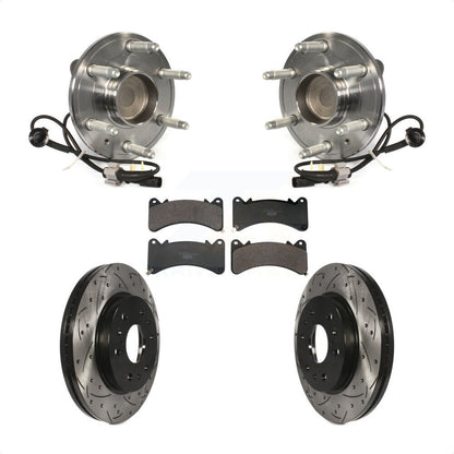 Hub Bearing Drilled Slot Brake Rotor Pad Front Kit For GMC Sierra 1500 Chevrolet