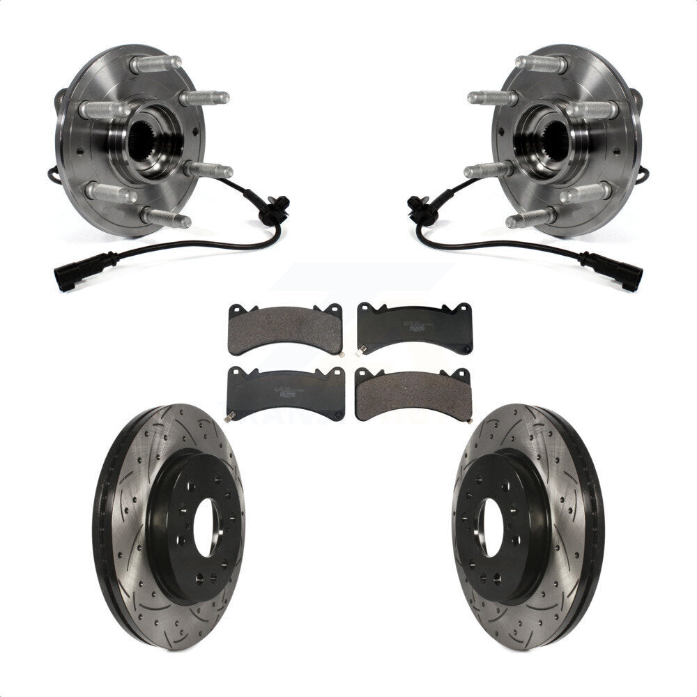 Hub Bearing Drilled Slot Brake Rotor Pad Front Kit For GMC Sierra 1500 Chevrolet