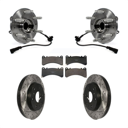 Hub Bearing Drilled Slot Brake Rotor Pad Front Kit For GMC Sierra 1500 Chevrolet