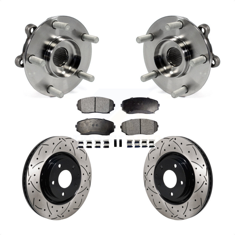 Hub Bearing Drilled Slot Brake Rotor & Pad Front Kit For Mazda CX-5 Turbocharged